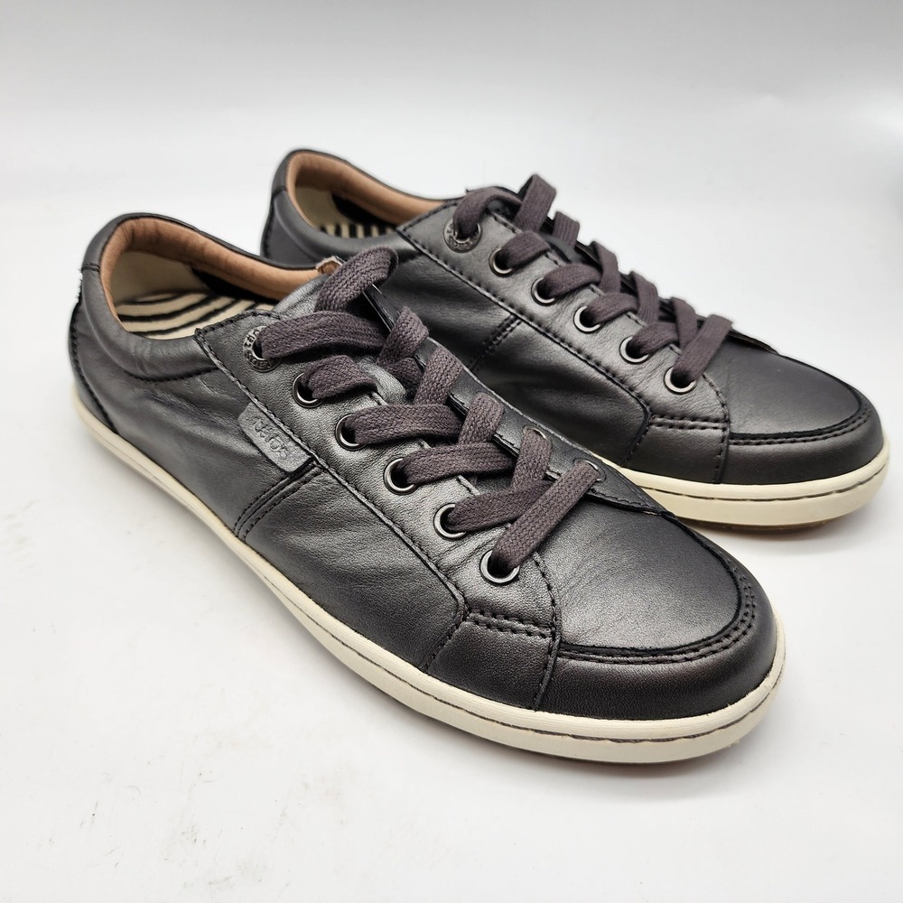 Taos Onward Sneakers Women's 6.5‎ Pewter Metallic Leather Lace Up - Picture 2 of 9